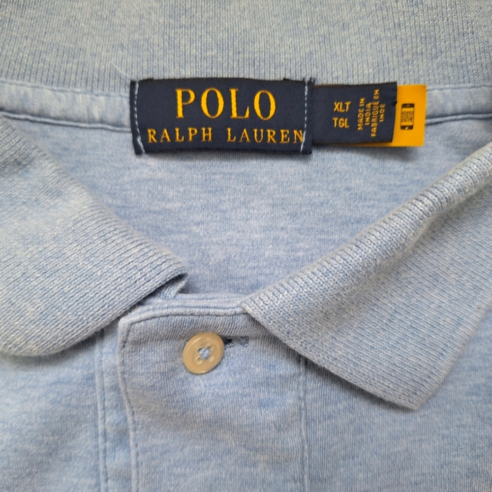 Polo Ralph Lauren Men's Light Blue Short Sleeved Cotton Polo Shirt - Size XLT - Picture 4 of 9